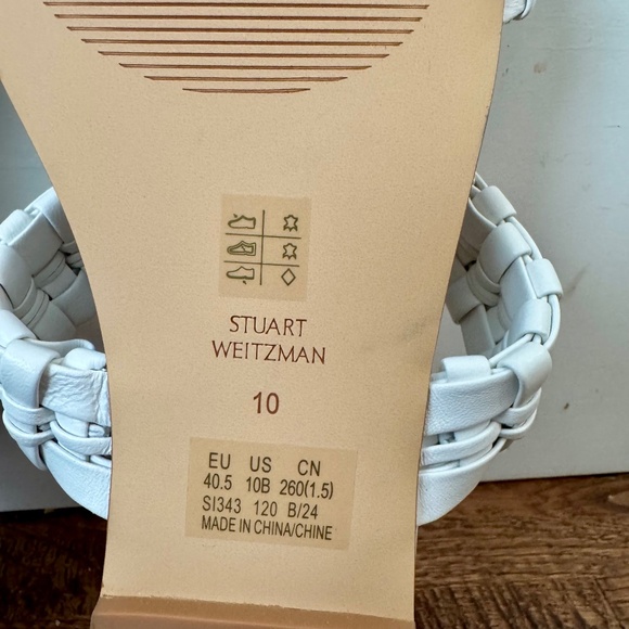 New Stuart Weitzman Venice Slide Weaved Leather White Women's Size 10 - Picture 6 of 6